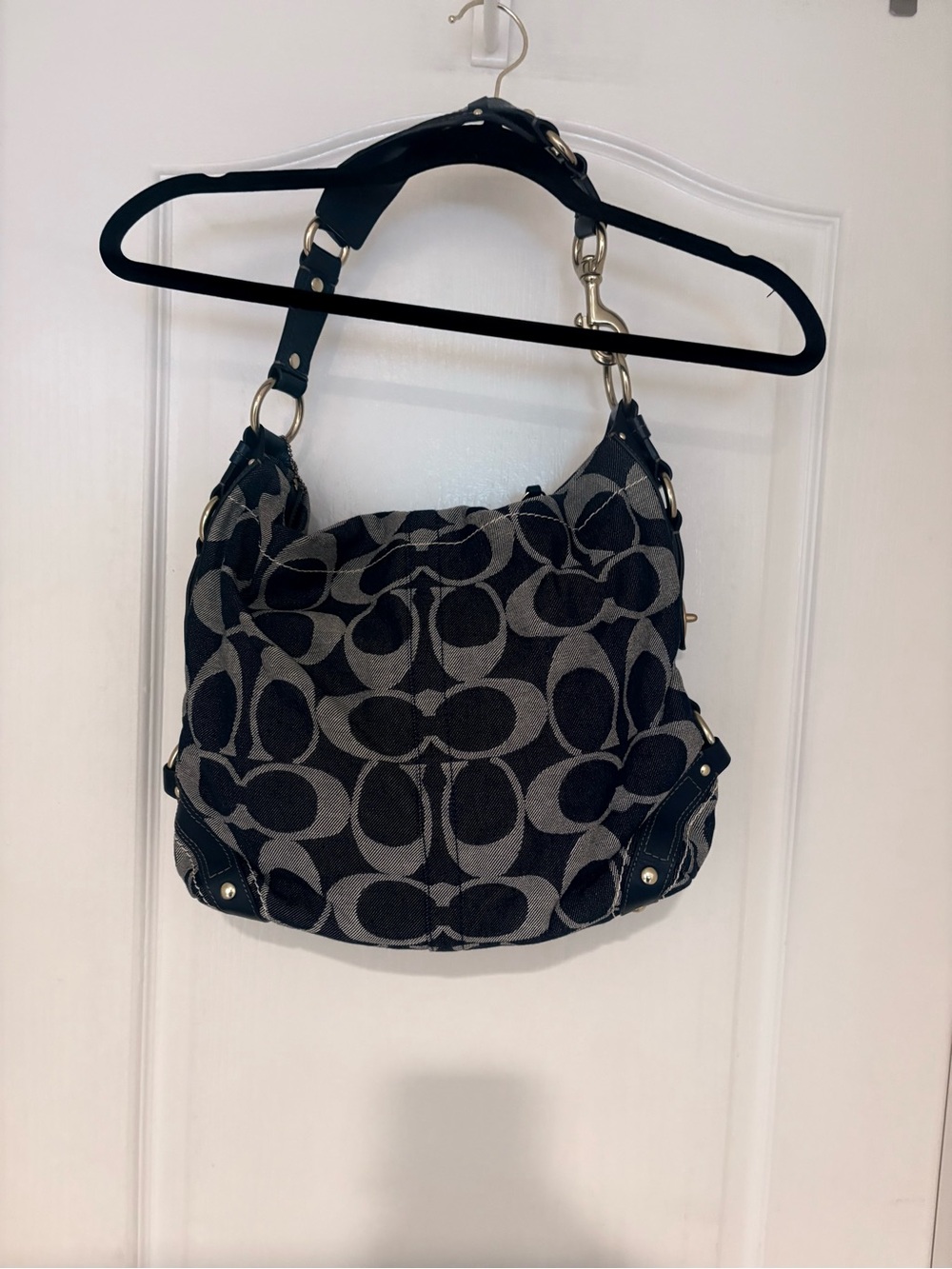 Coach Black & Gray Signature Shoulder Bag